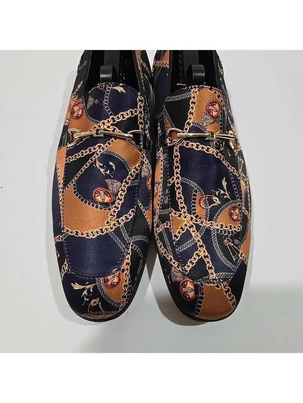ASOS DESIGN Loafers Men's Size 10 Blue Gold Chain Pattern Shoes